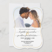 Foto Elegant Gold Black Script Formal Weddenschap Kaart (Voorkant)