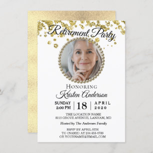 Foto: Elegant Gold Glitter Retirement Party Kaart