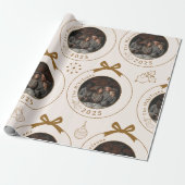 Foto Elegant Gold Line Art Christmas Cadeaupapier (Uitgerold)