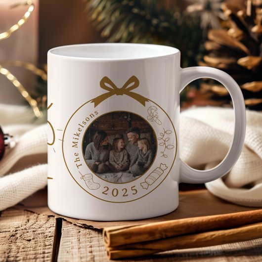 Foto Elegant Gold Line Art Christmas Koffiemok
