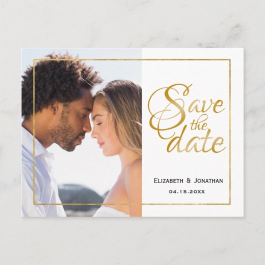 Foto Elegant Gold Script Formal Save the Date ZZ Aankondigingskaart (Voorkant)