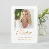 Foto Elegant Gold Script Funeral Memorial Kaart (Staand voorkant)