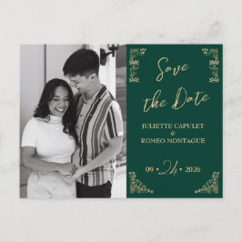 Foto, Elegant goud Art Deco op groen opslaan van d Briefkaart