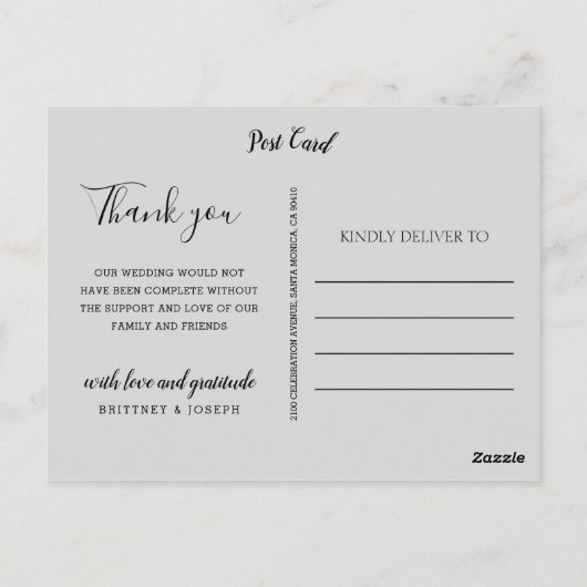 Foto Elegant Gray 2 | Dank u wel Briefkaart (Achterkant)