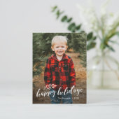 Foto Elegant Handgeschreven Script Branch Feestdagenkaart (Staand voorkant)