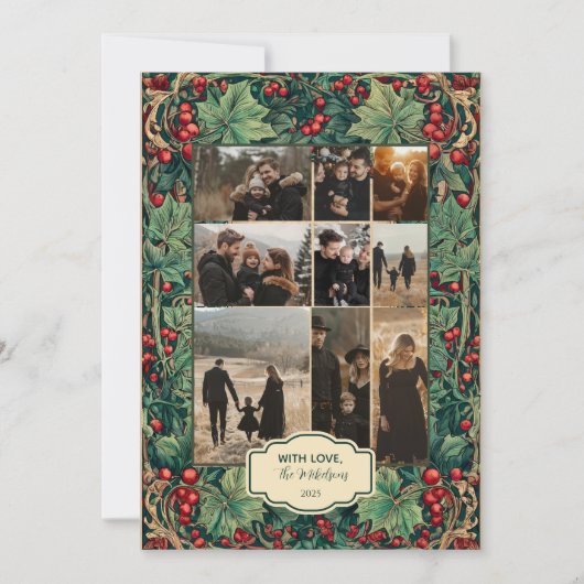Foto Elegant Holly Christmas Party Feestdagenkaart (Voorkant)