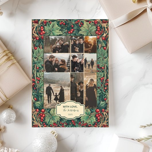 Foto Elegant Holly Christmas Party Feestdagenkaart