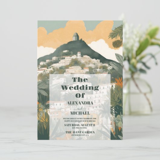 Foto Elegant Italië Capri Bestemming Bruiloft Kaart (Staand voorkant)