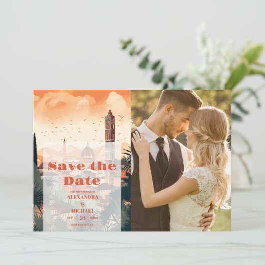 Foto Elegant Italië Florence Bestemming Bruiloft Save The Date (Staand voorkant)