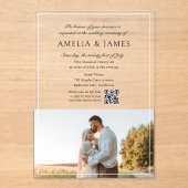 Foto Elegant Kalligrafie QR-code Acryl Uitnodigingen (Voorkant)