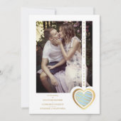 Foto: Elegant Light Blue & Gold Effect Heart Save The Date (Voorkant)