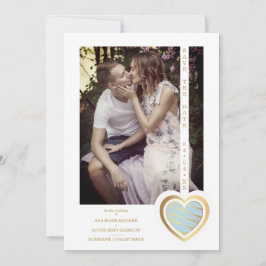 Foto: Elegant Light Blue & Gold Effect Heart Save The Date