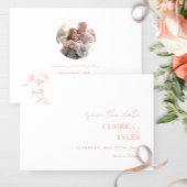 Foto, Elegant, Minimaal Blush Roze, Perzik Bruilof Save The Date