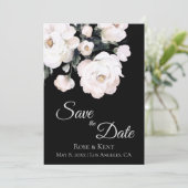 Foto Elegant minimalist Black White Flowers Save The Date (Staand voorkant)