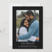 Foto Elegant minimalist Black White Flowers Save The Date (Achterkant)