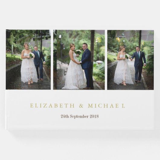 Foto Elegant Modern Gold Colored Wedding Gastenboek (Voorkant)