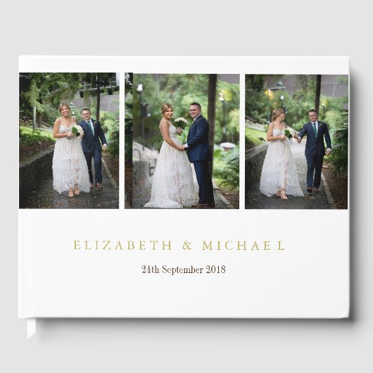 Foto Elegant Modern Gold Colored Wedding Gastenboek (Voorkant)