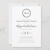 Foto Elegant Monogram Graduation Party Kaart (Voorkant)