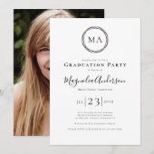 Foto Elegant Monogram Graduation Party Kaart (Voorkant / Achterkant)