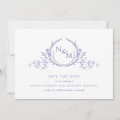 Foto: Elegant Paars Monogram Wedding Save The Date (Voorkant)