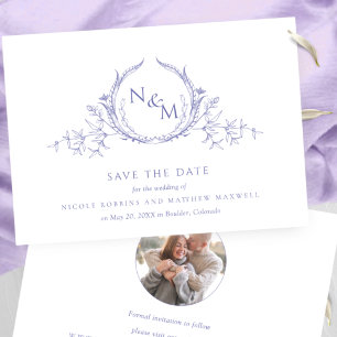 Foto: Elegant Paars Monogram Wedding Save The Date