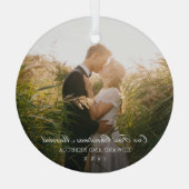 Foto Elegant Pas getrouwd Ons eerste kersthuwelijk Glas Ornament (Achterkant)