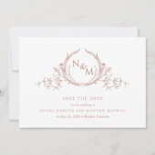 Foto: Elegant Peach Monogram Wedding Save The Date (Voorkant)