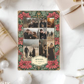 Foto Elegant Poinsettia Kerstmis Feestdagenkaart