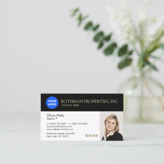 Foto Elegant Real Estate Agent invoegen Visitekaartje (Staand voorkant)