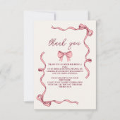 Foto Elegant Roze Bow Vrijgezellenfeest Bedankkaart (Voorkant)