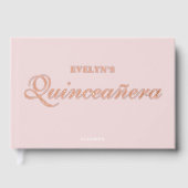 Foto Elegant Roze Verjaardag Quinceanera Gastenboek (Voorkant)