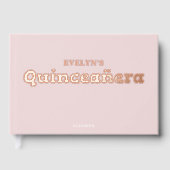 Foto Elegant Roze Verjaardag Quinceanera Gastenboek (Voorkant)