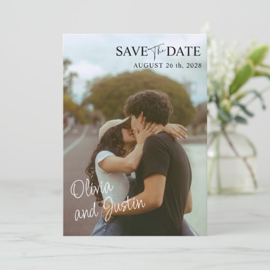 Foto Elegant Save the Date Uitnodiging (Staand voorkant)