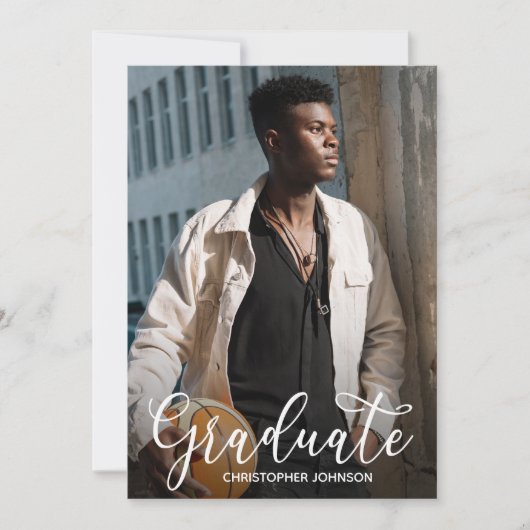 Foto Elegant Script Afstuderen Aankondiging (Voorkant)