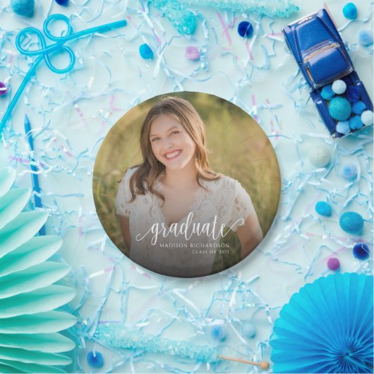 Foto Elegant Script Afstuderen Papieren Bordje (Feest)