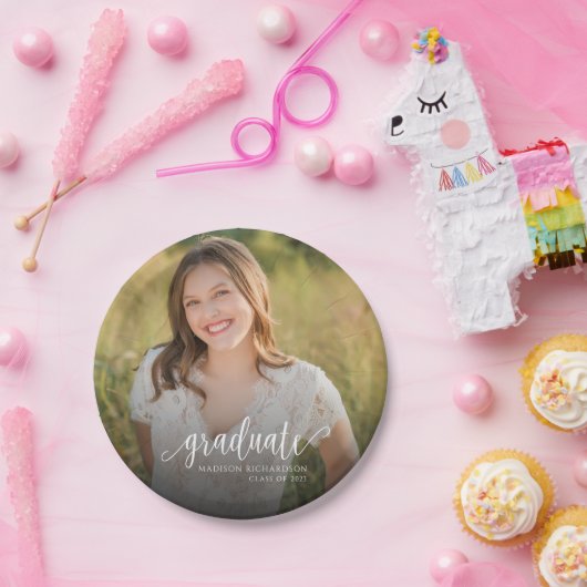 Foto Elegant Script Afstuderen Papieren Bordje (Feest)