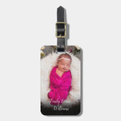 Foto Elegant Script Baby Bagagelabel (Voorkant verticaal)