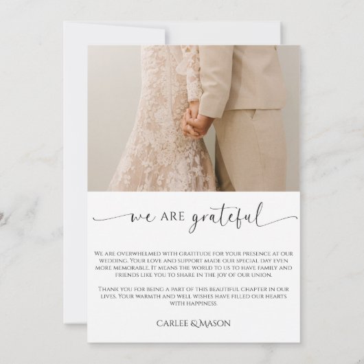 Foto Elegant Script Bedankkaart (Achterkant)