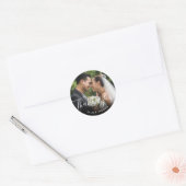 Foto Elegant Script Bedankt Ronde Sticker (Envelop)