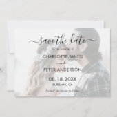 Foto Elegant Script Black and White Wedding Save The Date (Voorkant)