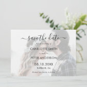 Foto Elegant Script Black and White Wedding Save The Date (Staand voorkant)