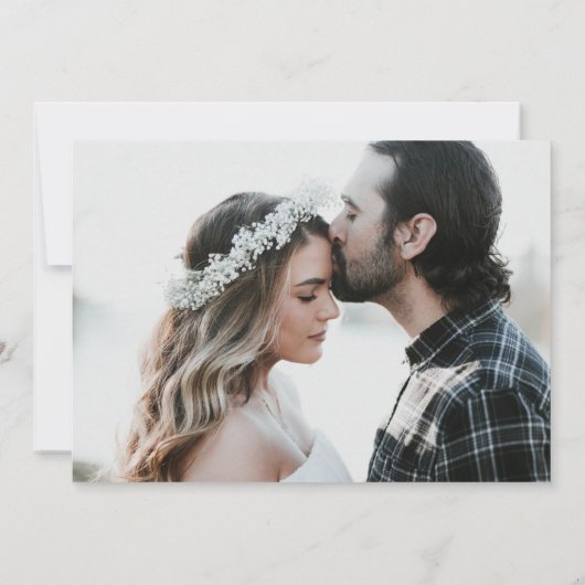 Foto Elegant Script Black and White Wedding Save The Date (Achterkant)