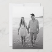 Foto Elegant Script Black and White Wedding Save The Date (Voorkant)