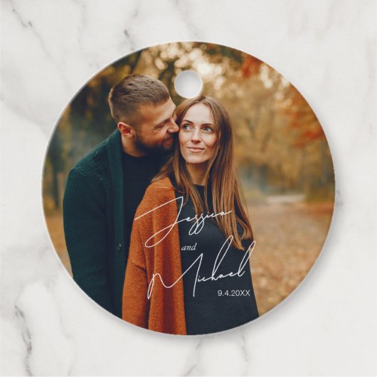 Foto Elegant Script Boho Wedding Bedankjes Labels (Voorkant)