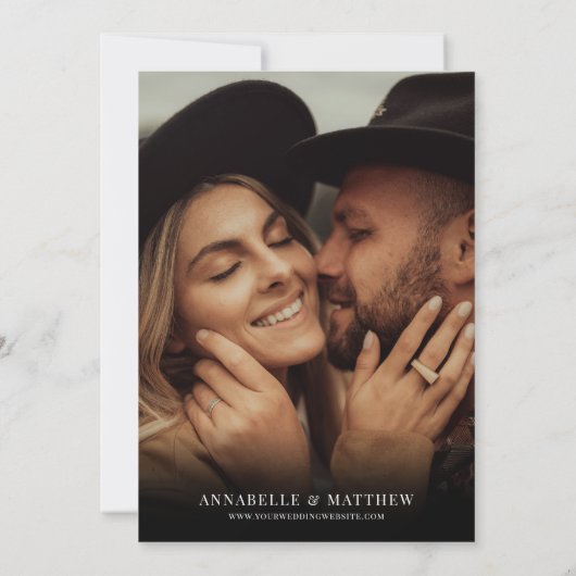 Foto Elegant Script Boho Wedding Save The Date (Achterkant)