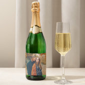 Foto Elegant Script Boho Wedding Sparkling Wijnetiket