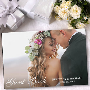 Foto Elegant Script Bruiloft Gastenboek