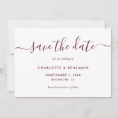 Foto Elegant Script Burgundy Wedding Aankondiging (Voorkant)