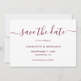Foto Elegant Script Burgundy Wedding Aankondiging