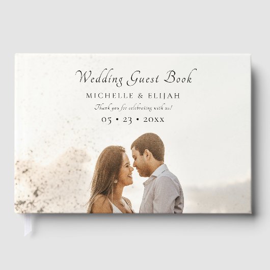 Foto Elegant Script Dusty Pink Wedding Gastenboek (Voorkant)